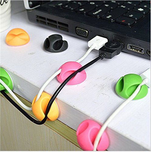 MDW 12 Pcs Cable Clips Organizer and Cord Management System for Desktop Power Cords and Cellphone Cables (12 Pack Mixed Color)