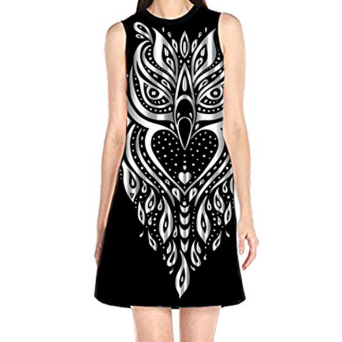 Shift Dress Sleeveless Tank Dresses Owl Tribal Printed Beach Suit for Women