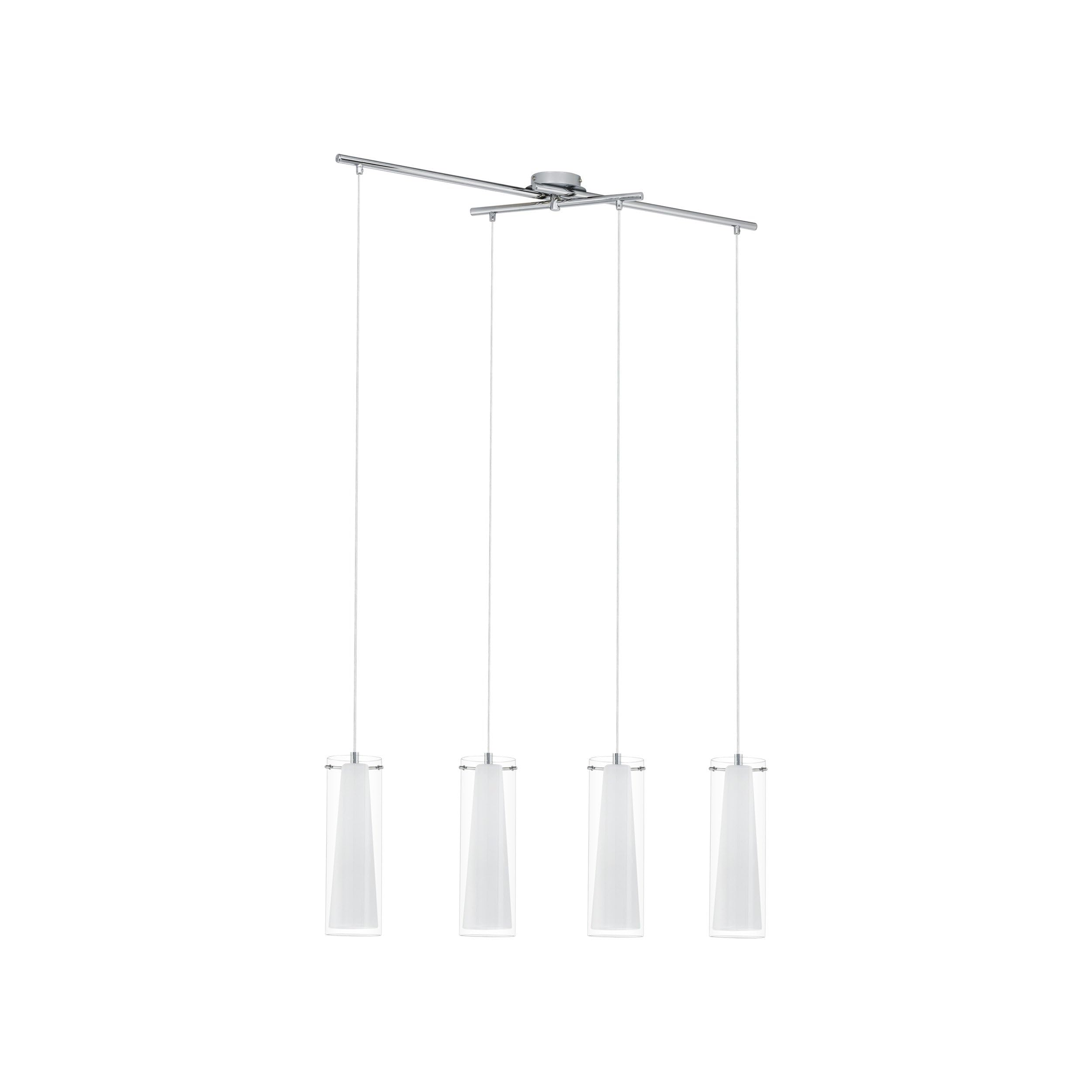 EGLO Pinto pendant lamp 4-flame pendant lamp material: steel colour: chrome glass: clear opal matt white socket: E27