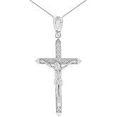 Religious Jewelry 925 Sterling Silver Artistic Cross Catholic Crucifix Pendant Necklace and Pendant Only