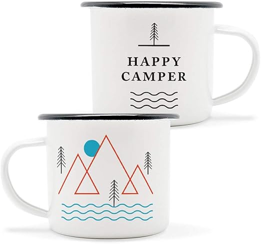 happy camper enamel mug