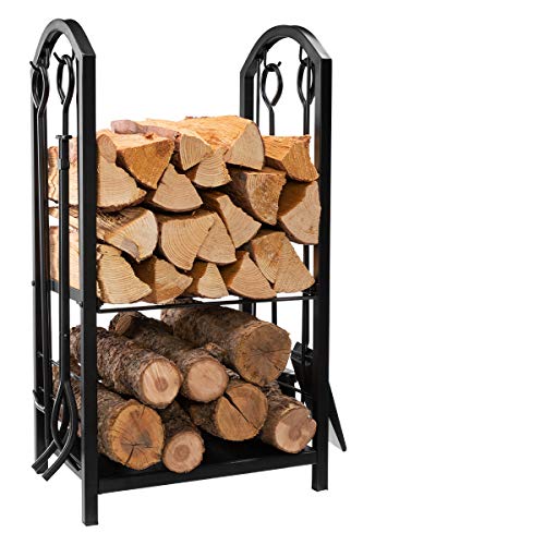 DOEWORKS AllinOne Heavy Duty Hearth Firewood Rack with Fireplace