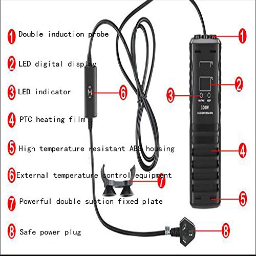 SISHUINIANHUA PTC Dragon Fish Tank Heating Rod Automatic Constant Temperature Explosion-Proof Heating Rod Aquarium Heater High Power,300W