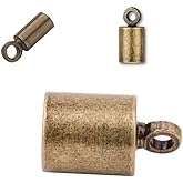 300pcs Round Tube Cord End Cap Barrel Glue in Antique Bronze Plated Brass for 1mm Cord Beading Wire Thread DIY Craft Jewelry Making CF56-1