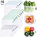SPIKG Reusable Mesh Produce Bags Washable Eco Friendly Bags for Grocery Shopping Storage Fruit Vegetable Toys(Set of 16 PCS)