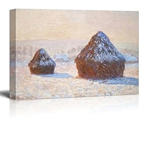 Claude Monet Wheatstacks - Impressionist Modern Art - Canvas Art Home Art - 12x18 inches