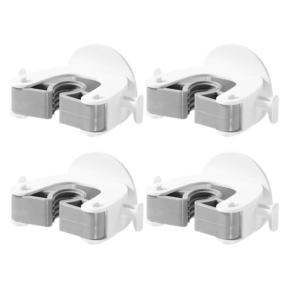 4pcs Broom Holder Wall Mounted Mop Clip Heavy Duty Hooks Plastic Sweeping Brush Storage Punch- Mop Hook for Bathroom