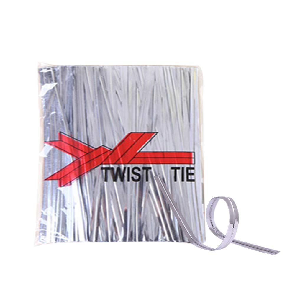 YOFASEN Silver Twist Ties - 800PCS Metallic Bread Candy Cookie Gift Bag Sealing Ties Packaging Ligation Dessert Floral Wire, 8cmx4mm