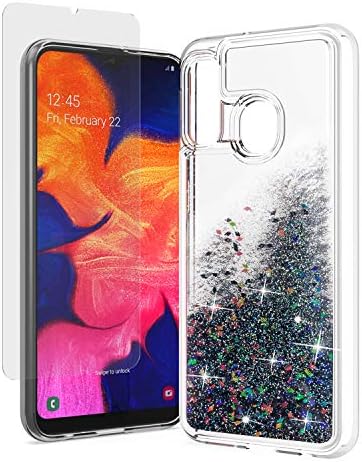 UNC Pro Quicksand Glitter Cell Phone Case for Samsung Galaxy A20 / A30 / A50, TPU Liquid Flowing Sparkle Hybrid Case Shockproof Bumper Cover, Black