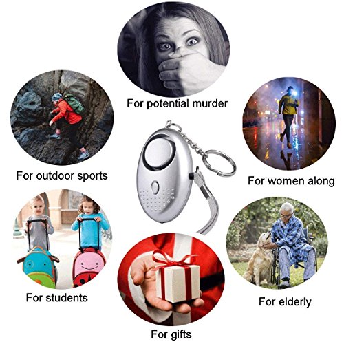 TOROTON Emergency Personal Alarm, 2 Pack 130 db Portable Safety & Security Alarm Keychain with LED Flashlight Safety Alarm for Women, Kids, Girls, Self Defense Electronic Device - Silver