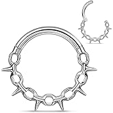 Osbourney 1pc Titanium Nose Rings Hoop 16G Multi-pointed Nose Ring Diameter 8mm/10mm Cartilage Helix Daith Rook Earring Hinged ASTM F136 Septum rings Segment Ring Clicker Piercing Silver-Gold-Black