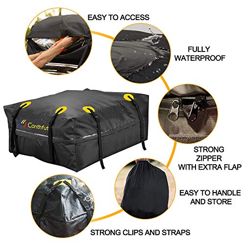 image for Conthfut Rooftop Cargo Bag - (15 Cubic Feet) Coated Zippers & Heavy Du