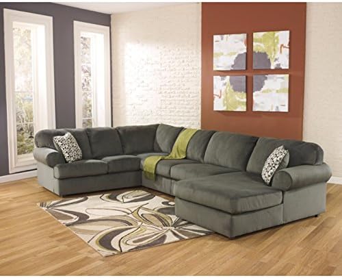 Winston Direct Designer Series Place 3 Piece U-Shaped Sectional Sofa Made with Washable Brushed Cotton Fabric, Rolled Upholstered Arms, Fixed Pillow Back Cushions