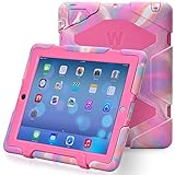 Travellor® New Hot Item Ipad 2/3/4 Case Silicone Plastic Dual Protective Back Cover Kid Proof Extreme Duty Case Standing Case for Ipad,ipad 4,ipad 3,ipad 2 Rainproof Sandproof Dirtproof Shockproof- Multiple Color Options (Pink Camo/Pink)