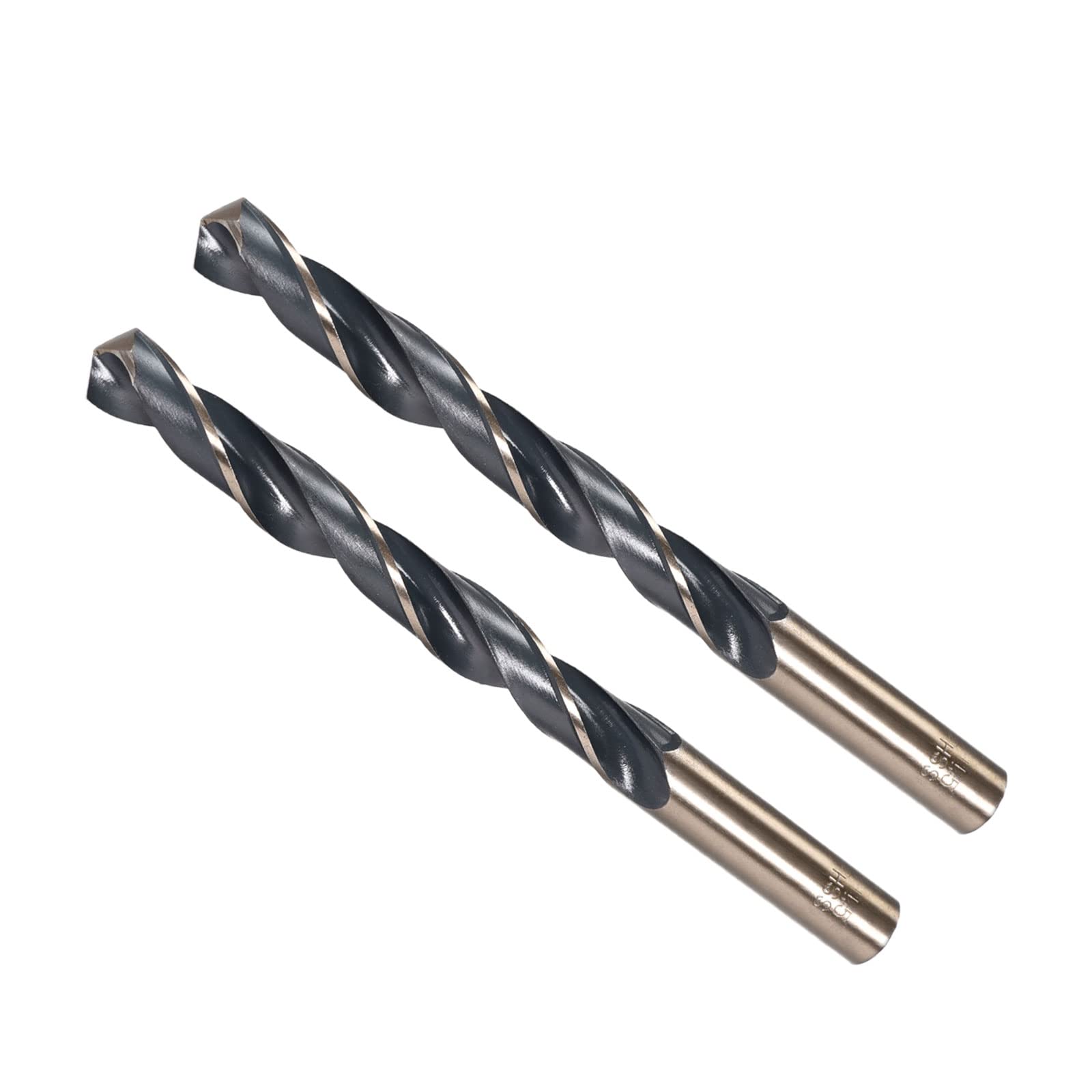 CoCud Twist Drill Bits, 11.5mm Cutting Edge, Titanium & Nitride Coated High Speed Steel 4341 Round Shank - (Applications: for Stainless Steel Drilling Machine), 2-Pieces — image 1