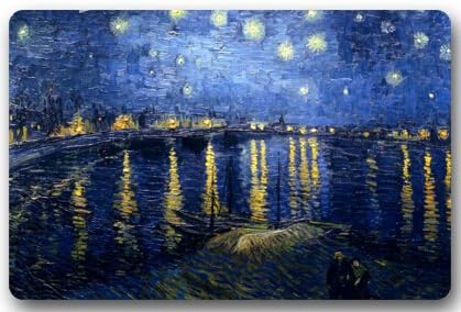 Starry Night Over the Rhone by Van Gogh Rectangle Entryways Non Slip Doormat Floor Mat - 23.6"(L) x 15.7"(W), 3/16" Thickness