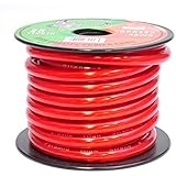 Pyramid RPR425 4 Gauge Power Wire 25 feet OFC (Clear Red)