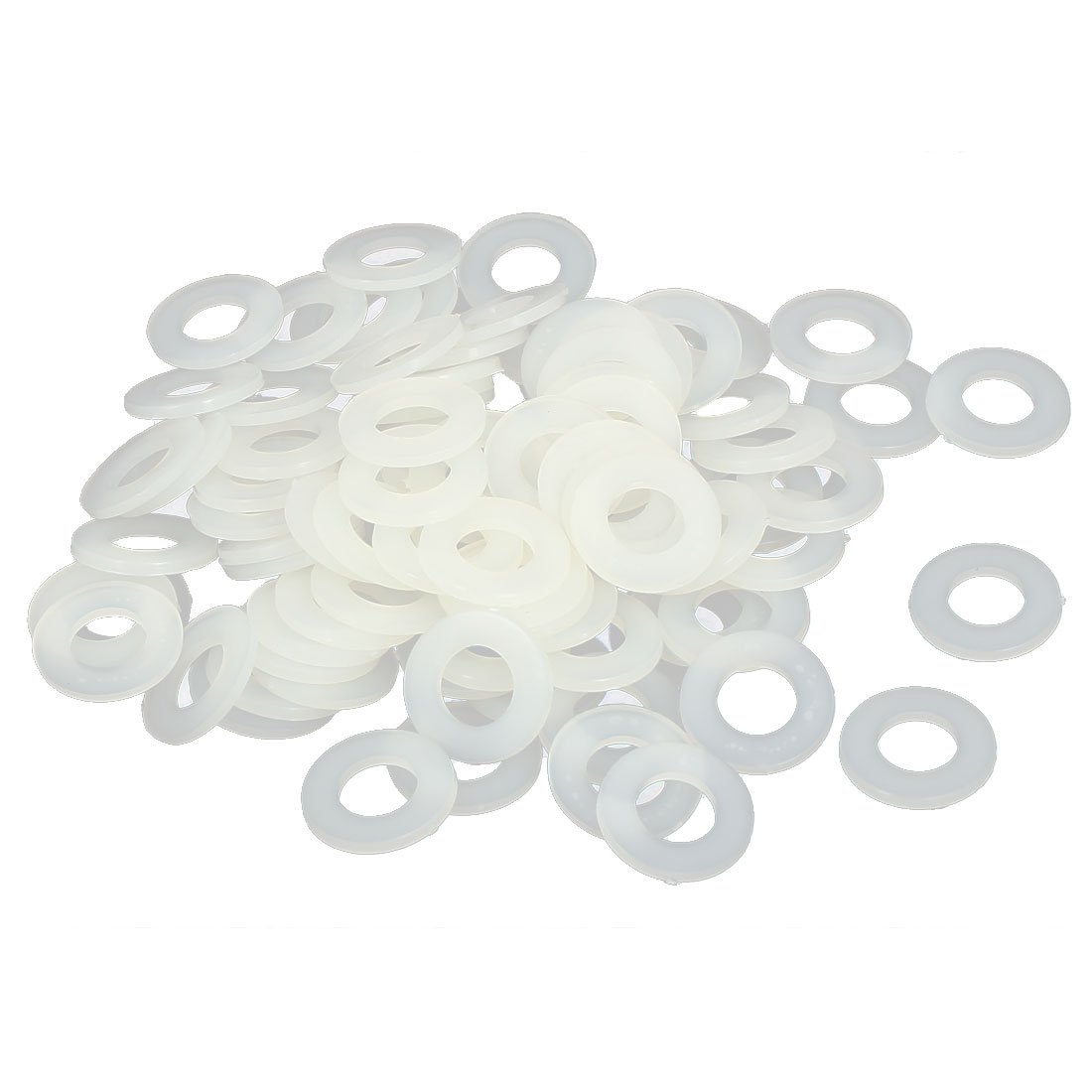 Sourcingmap M8 x 16mm x 1.4mm Nylon Flat Insulating Washers Gaskets Spacers Fastener for Faucet Pipe Water Hose White 100PCS