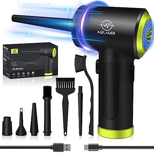 Compressed Air Duster, 3 Speeds Cordless Electric Air Duster with LED Light for Computer