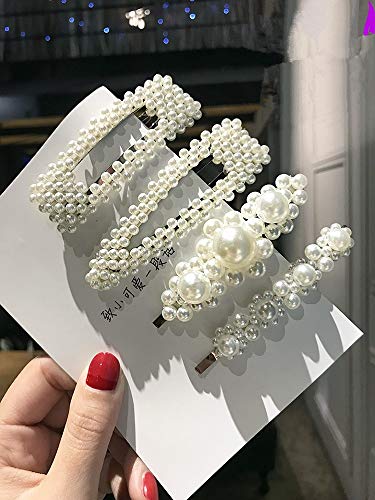Hair Barrettes Hair Pins Decorative Wedding Bridal Pearl Hairpins Handmade Bridesmaid Hair Clips Hair Accessories for Women Ladies Girls 4pcs