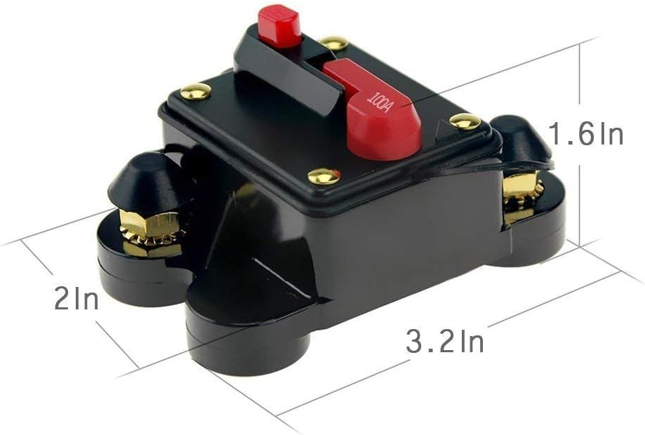 ANJOSHI Circuit Breaker 100amp 50A-300A with Manual Reset Home Solar System Fuse Holder for Car Audio and Amps Protection 12V-24V DC Reset Fuse Inverter Replace Fuses