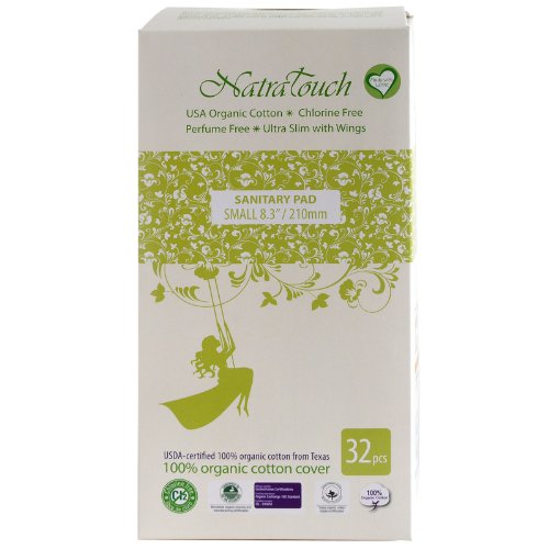 Natratouch Organic Cotton Sanitary Pads Ultra Slim with Wings 32 piece (Small)
