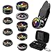 (Upgraded) Phone Camere Lens, 9 in 1 Cell Phone Lens Kit, Zoom Lens, 0.36X Wide Angle Lens + 0.63X Wide Lens + 15X Macro Lens + 20X Macro Lens + 198°Fisheye Lens + CPL + Starburst Lens Telephoto Lens