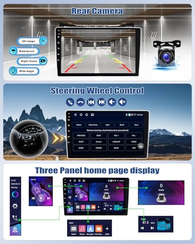 CAMECHO [4+64G] Android 15 Carplay Car Radio for Renault Trafic 3 2014-2021/Opel Vivaro B 2014-2018, Nav Carplay Android Auto, 9'' Touch Screen Bluetooth Radio Link Mirror WiFi FM/RDS EQ+Camera