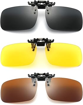 Amazon クリップオン 偏光ガラス 跳ね上げ式 釣り フィッシング 近視 サングラス 運転 登山 アウトドア ゴルフ スポーツ 超軽量 専用ケース付き 日中 朝夕 曇り対応の3点セット Greenf アクセサリー