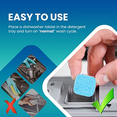 Maravello Dishwasher Cleaner And Deodorizer, Extra Clean Dishwasher Tablets, Remove Limescale, Grease and Odor, Septic Tank Safe- 28 Tablets, 12 Months Supply