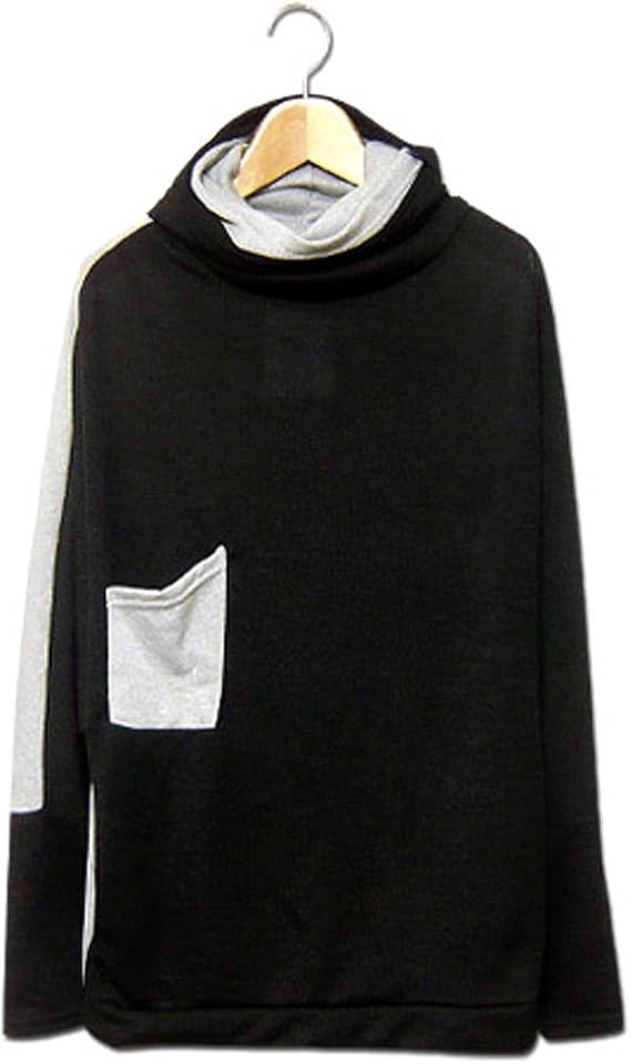 Amazon Co Jp ドルマンスリーブ タートルネック カットソー ハイネック ドルマン ニット メンズ ポケット付き 1 ブラック グレー 服 ファッション小物
