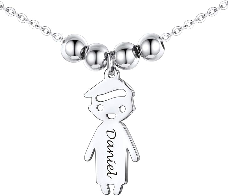 Colar com nome de gravação personalizado U7 para mãe avó em aço inoxidável prata esterlina personalizado infantil menino ou menina pingente colares presente para mãe pai, 1-5 pingentes Prata 