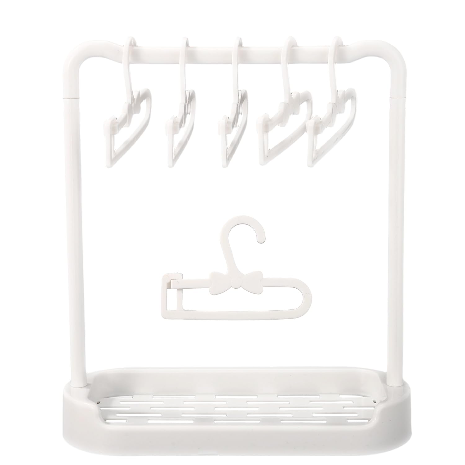 Doll Clothes Hanger Set, Mini White Garment Racks for Small Dolls Dress Up Shelf Storage Garment Closet Furniture Accessories for Dollhouse Home Decor