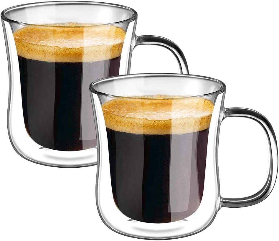 Double Walled Espresso Cups Insulated Glass Coffee Mugs Clear 4 Ounce 2 Pk  | eBay