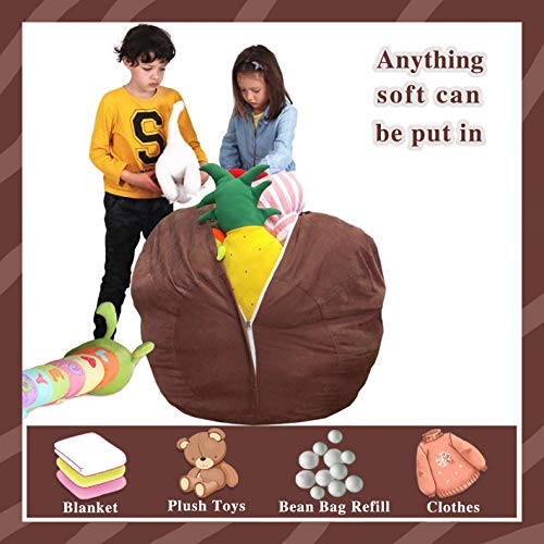 Lukeight Stuffed Animal Storage Bean Bag Chair Cover For Kids And