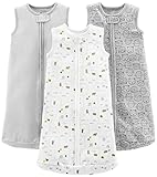 Simple Joys by Carter's Baby 3-Pack Cotton Sleeveless Sleepbag, Gray Stripes, Gray Animals Green, White, Small: 0-3 Months, up to 12.5 Lbs