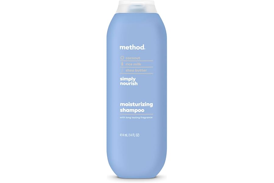 Method Moisturizing Shampoo, Simply Nourish with Shea Butter, Coconut, and Rice Milk Scent Notes, Paraben and Sulfate Free, 14 oz (Pack of 1)