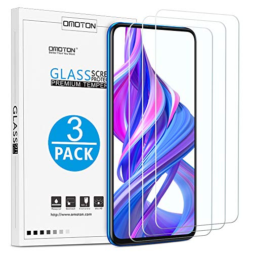 OMOTON 9H Hardness HD Tempered Glass Screen Protector for Huawei Honor 9X/9X Pro/Huawei P Smart Z, 6.59 Inch, 3 Pack