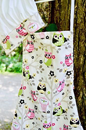 Kids baking apron set in owl print fits ages 3-6.