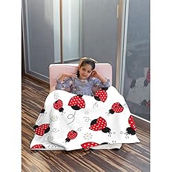 Red Ladybug Cartoon Pattern Blanket Super Soft