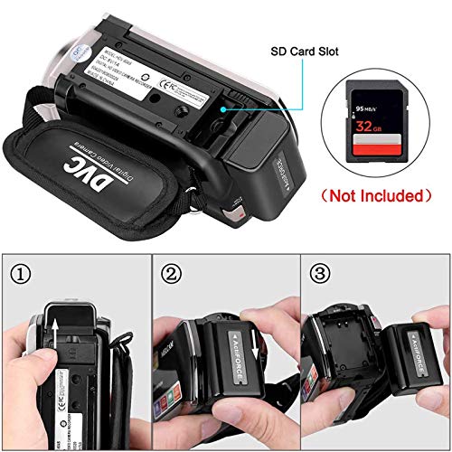 Rokurokuroku Camcorder Videokamera Full HD 1080P 24MP, Vlogging Kamera für YouTube 16X Digitalzoom 3.0 Zoll LCD 270 Grad… – Bild 8