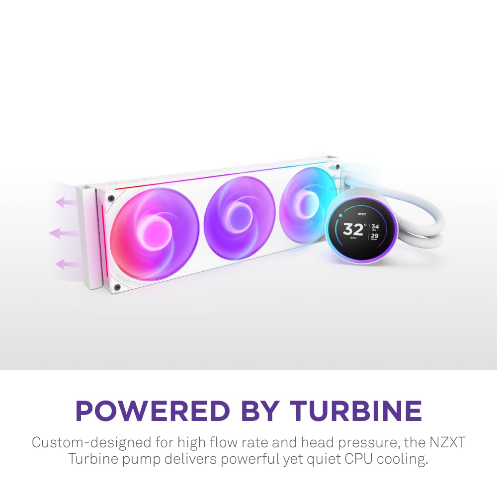 NZXT Kraken Elite 360 RGB 2024 - AIO CPU Liquid Cooler - 360mm Radiator - F360 RGB Core Fan - Customizable 2.72