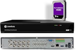 Camius New 4K Security Camera System 8 Channel Security DVR with Hard Drive 3TB for CVBS, AHD, CVI, TVI, IP cameras, HDMI, SP
