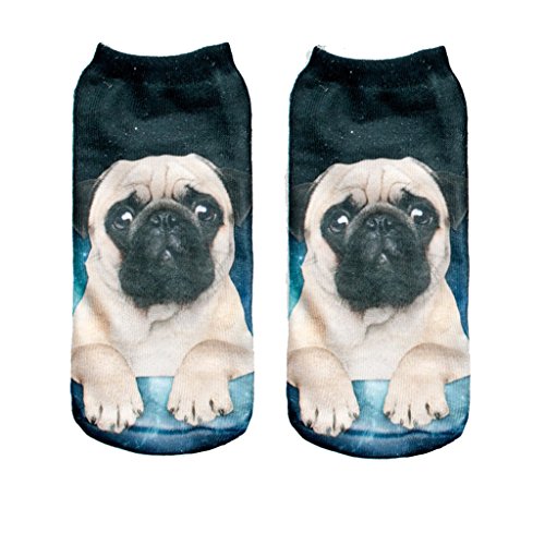 Short-Socks-Pug-Galaxy-Pattern-Unisex-Polyester