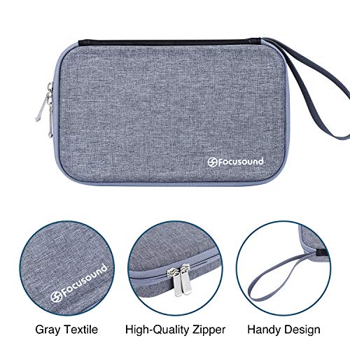 Focusound Harmonica Case, Zippered Carry Case with Soft Mesh, Special Slots for 7 Harmonicas, Gray