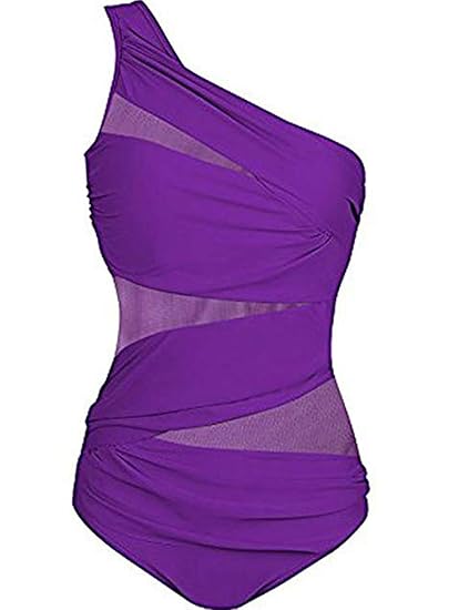 FeelinGirl Monokini Bikini Retro Badeanzug Einteiler Tankini Bademode Badeanzug One Shoulder Swimwear Swimsuit