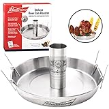 Budweiser Deluxe Beer Can Roaster w Drip Pan, Vegetable Spikes, & Recipe Guide -Stainless Steel Chicken Roaster- Cooks Meat & Vegetables at same time
