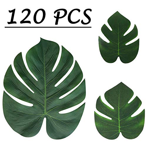 Moon Boat Tropical Palm Leaves Plant Imitation Leaf-Hawaiian/ Luau/Jungle Party Table Decorations (120PCS)