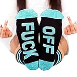 FULLIN Fashion Socks Funny Women Men Letter Print Cotton Sports Casual Sports Cotton Long Socks ,Lake Blue