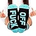 FULLIN Fashion Socks Funny Women Men Letter Print Cotton Sports Casual Sports Cotton Long Socks ,Lake Blue
